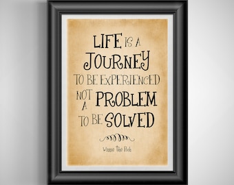 Inspirational Winnie the Pooh Journey Quote Print - Unique gift for Kids and Teens, Unframed Office art