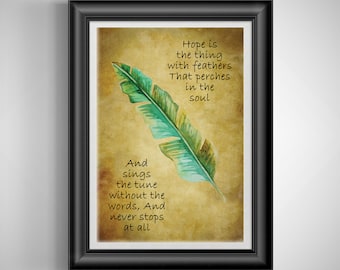 Emily Dickinson Hope Quote Print - Poetic Wall Art Decor - Unframed Literary Gift