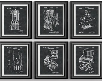 Rustic Camping Posters: Bundled Prints Set of 6 Unframed Office Decor, Kids Room Art, Nature Prints, Outdoor Enthusiast