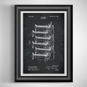 Vintage Gramophone Patent Print - Music Room Blueprint Poster - Gift for Audiophiles & Record Collectors Unframed