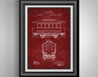 1879 Vintage San Francisco Streetcar Patent Poster - Antique Trolley Art Print for Urban Transit Enthusiasts