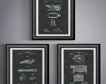 Vintage Blacksmith Tools Bundled Print Set of 3 Unframed Prints for Man Cave, Workshop, or Garage