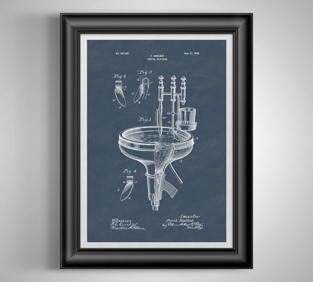 Vintage Dentistry Spittoon Patent Art Print - Unique Wall Decor for ...