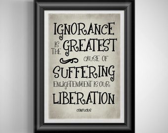 Confucius Wisdom: Enlightenment Liberates from Ignorance - Inspirational Unframed Wall Art