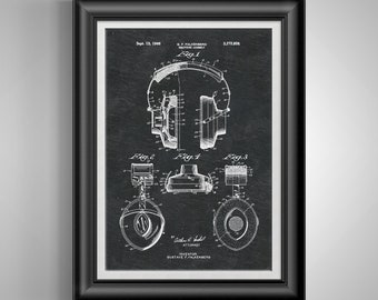 Vintage Headphones Patent Print: DJ Gift, Music Room Decor, Audio Production Wall Art (Unframed)
