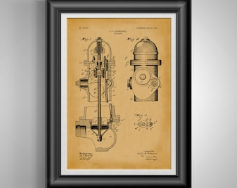 Hydrant Patent Art: Unique Gift for Firefighter & Dog Owner - Vintage Fire Department Print Unframed