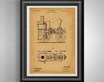 Vintage Firetruck Patent Art Print: Unframed Wall Decor for Firefighters, Firehouse, or Man Cave