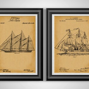 19th Century Nautical Patent Prints Sailor Art Sailboat Decor Boat Gift ...