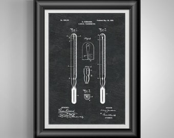 Thermometer patent Clinical wall print Medical student gift for Nurse Doctor's office art Vintage Medical decor Unframed