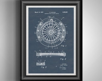 Vintage Dart Board Patent Poster: Game Room Decor, Sports Art, Bar & Restaurant, Bartender Gifts Unframed