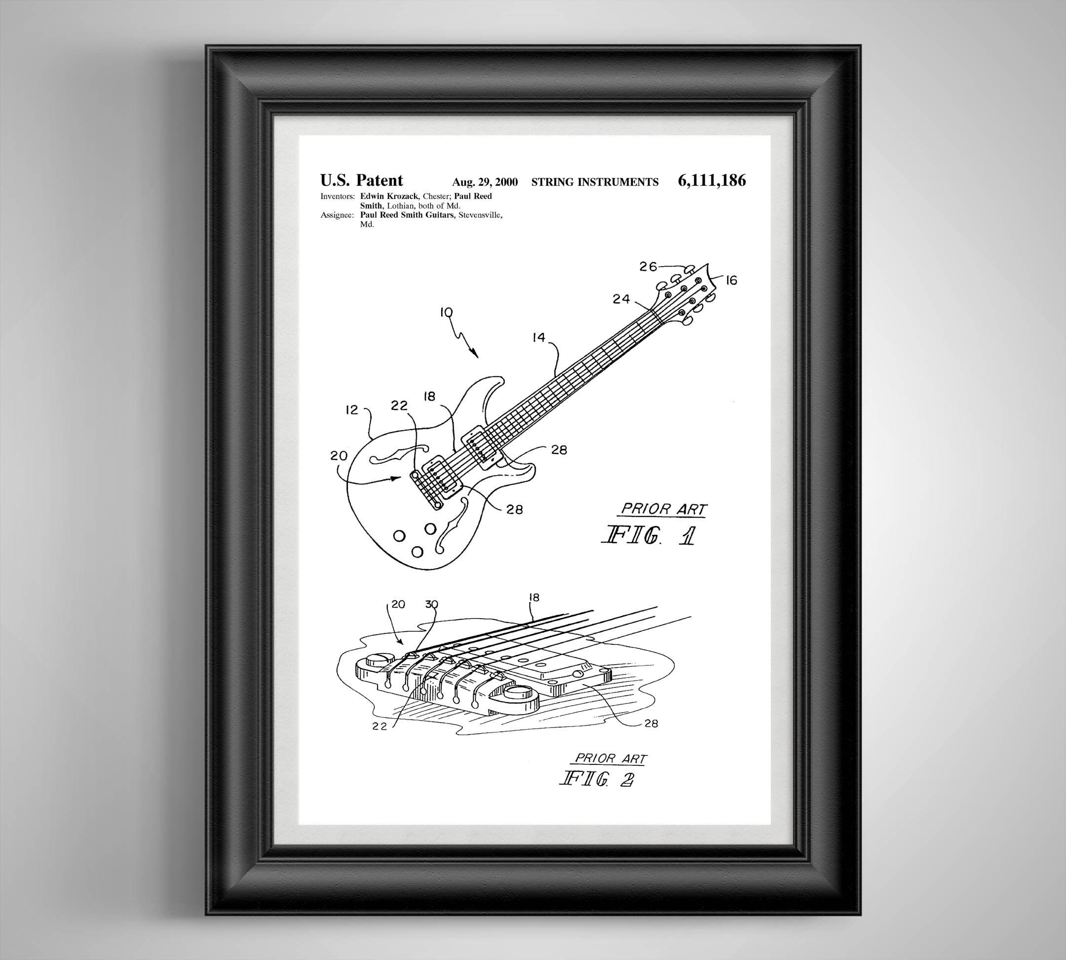Gift for Guitar Player Gift PRS Guitar Wall Art Paul Reed Smith