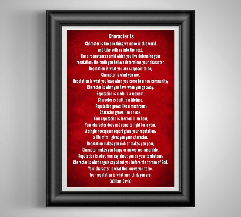 Reputation Decor Character Vs Reputation: Inspirational Leadership Decor for School or ...