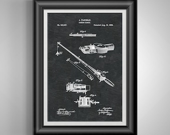 Vintage 1884 Fishing Pole Patent Print - Angler Wall Art for Lake House, Cabin, Man Cave Decor Unframed