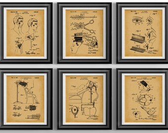 Elegant Hair Salon Bundled Print Set: 6-Piece Poster Gift for Stylist and Beautician, Bathroom Decor & Powder Room Unframed