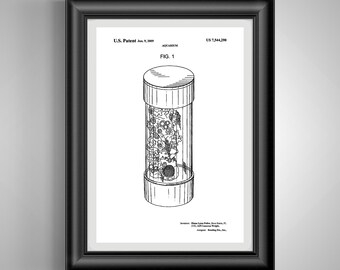 Vintage Fish Aquarium Patent Print - Unframed Aquatic Plant Print for Living Room, Dorm, Apartment
