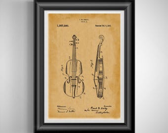Vintage Violin Patent Print: Music Room Decor, Orchestra Artwork, Musician Gift for Band Teacher Unframed