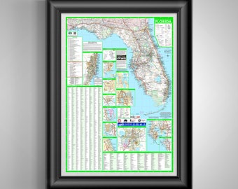 Florida Sunshine State Map Poster: Unique Gift for Floridians and Enthusiasts Geography