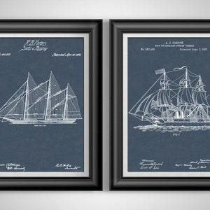 19th Century Nautical Patent Prints Sailor Art Sailboat Decor Boat Gift ...