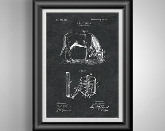 Vintage Equestrian Horse Tether Patent Print - Lodge Artwork for Farm House Decor & Trainer Gifts Unframed