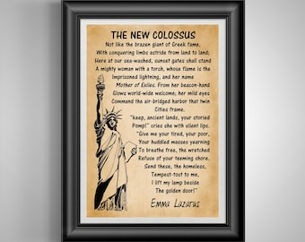 The New Colossus: US Citizenship & Lady Liberty Poster - Inspirational Gift for Lawyers and New Citizens Unframed