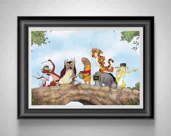 Classic Winnie the Pooh Artwork: Hundred Acre Wood Print - Unframed Poster Gift for Nursery & Home Decor