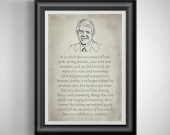 Inspirational Jimmy Carter Speech Quote - US President Poetry Print - Patriotic Decor Unframed