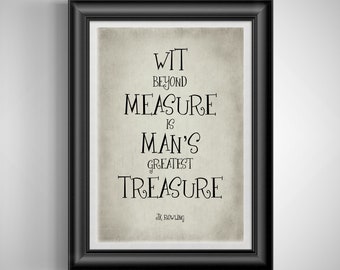Inspirational Counselor Office Wall Art: Wit Beyond Measure - JK Rowling Quote Decor Unframed
