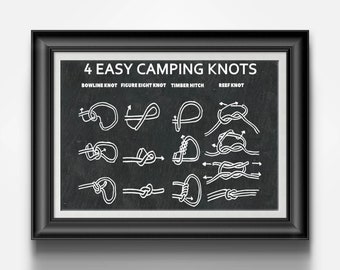 Knot Tying Knots Chart Scout Gift for Boy Gifts Lodge Decor Lake House Nautical Knots Nordic Decor Unframed