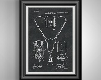 Stethoscope patent print art  Medical student gift for Nurse practitioner Medical clinic decor Vintage office art Unframed