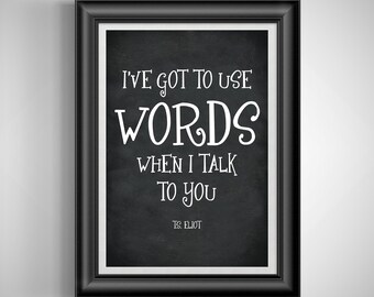 TS Eliot Literary Quote Wall Art: Unique Gift for Book Lovers, Readers, and Writers Unframed