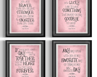 Winnie the Pooh Literary Wall Quotes: Inspirational Nursery Art Print for Kids Room Decor, Unframed