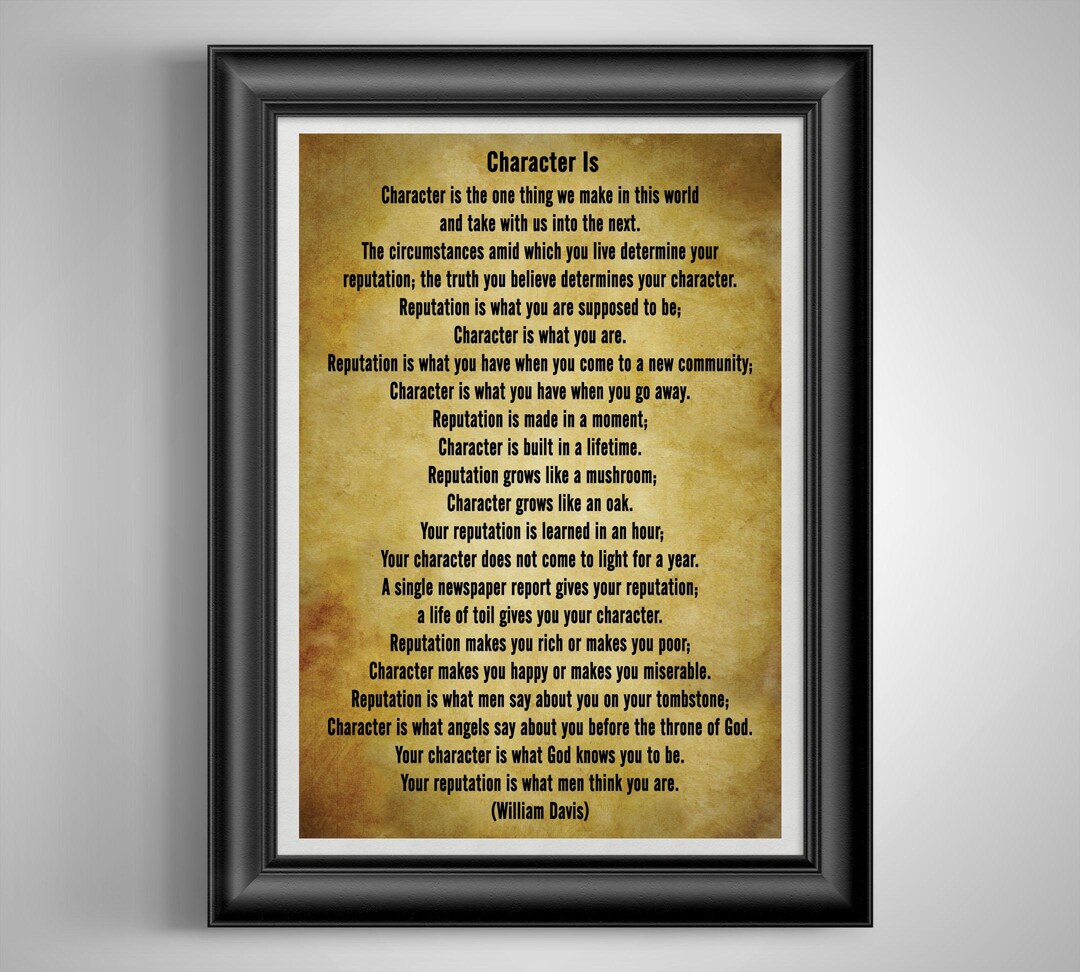 Reputation Decor Character Vs Reputation Motivational Wall Art: Inspirational Leadership ...