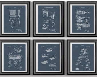 Vintage Paint Patents: Bundled Prints Set of 6 Unique Wall Art for Workshop, Garage, Home Office Unframed