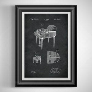Vintage Piano Patent Art: Elegant Music Studio Decor for Pianists, Jazz Lovers & Musicians Unframed