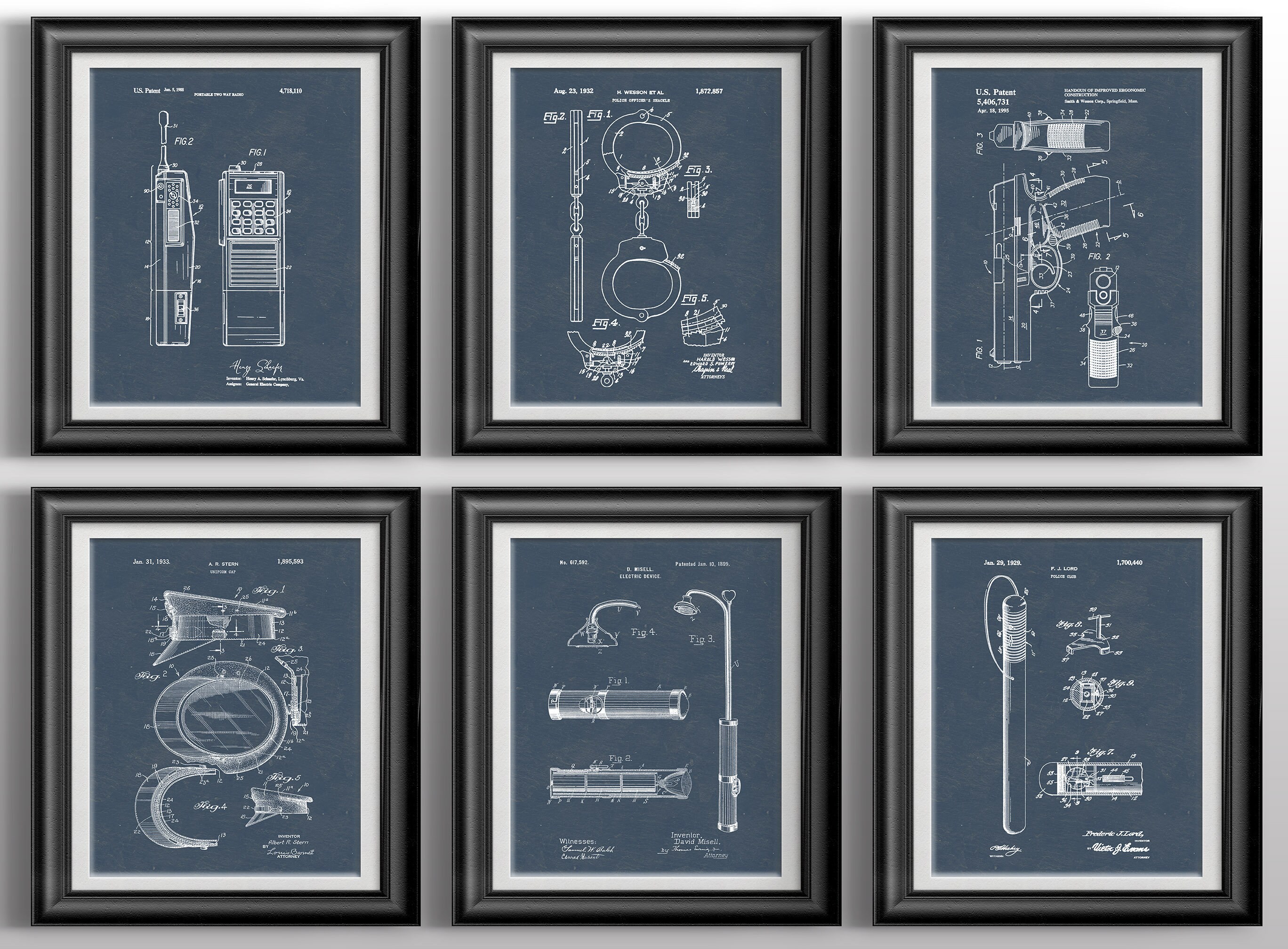Law Enforcement Patent Posters: Police Officer Gifts, Graduation Decor, Wall Art for Men, Cop Prints, Unframed
