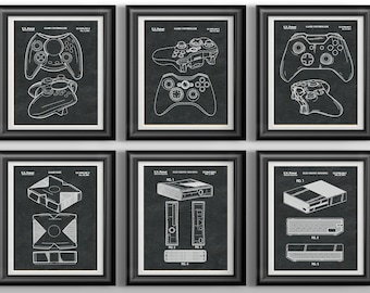 Xbox One Gaming Patents: Bundled Print Set Video Game Console Unframed Posters for Gamer Room Decor