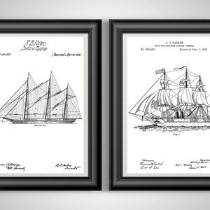 19th Century Nautical Patent Prints Sailor Art Sailboat Decor Boat Gift ...