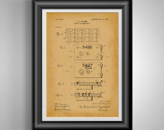Vintage Bank Safety Box Patent Print: Banker Gift for Financial Enthusiasts & Teller Gifts Unframed
