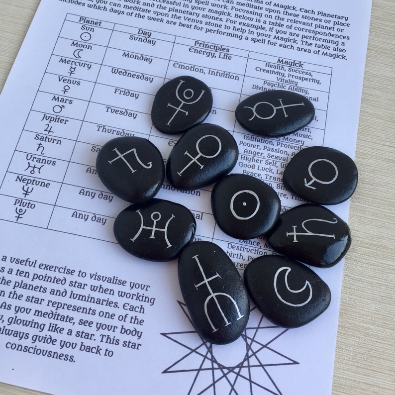 Planetary Magick Stones Planet Ruling Runes Lunar Magic - Etsy