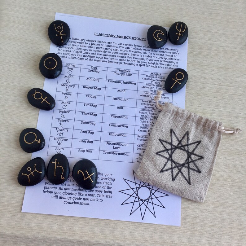 Planetary Magick Stones Planet Ruling Runes Lunar Magic - Etsy
