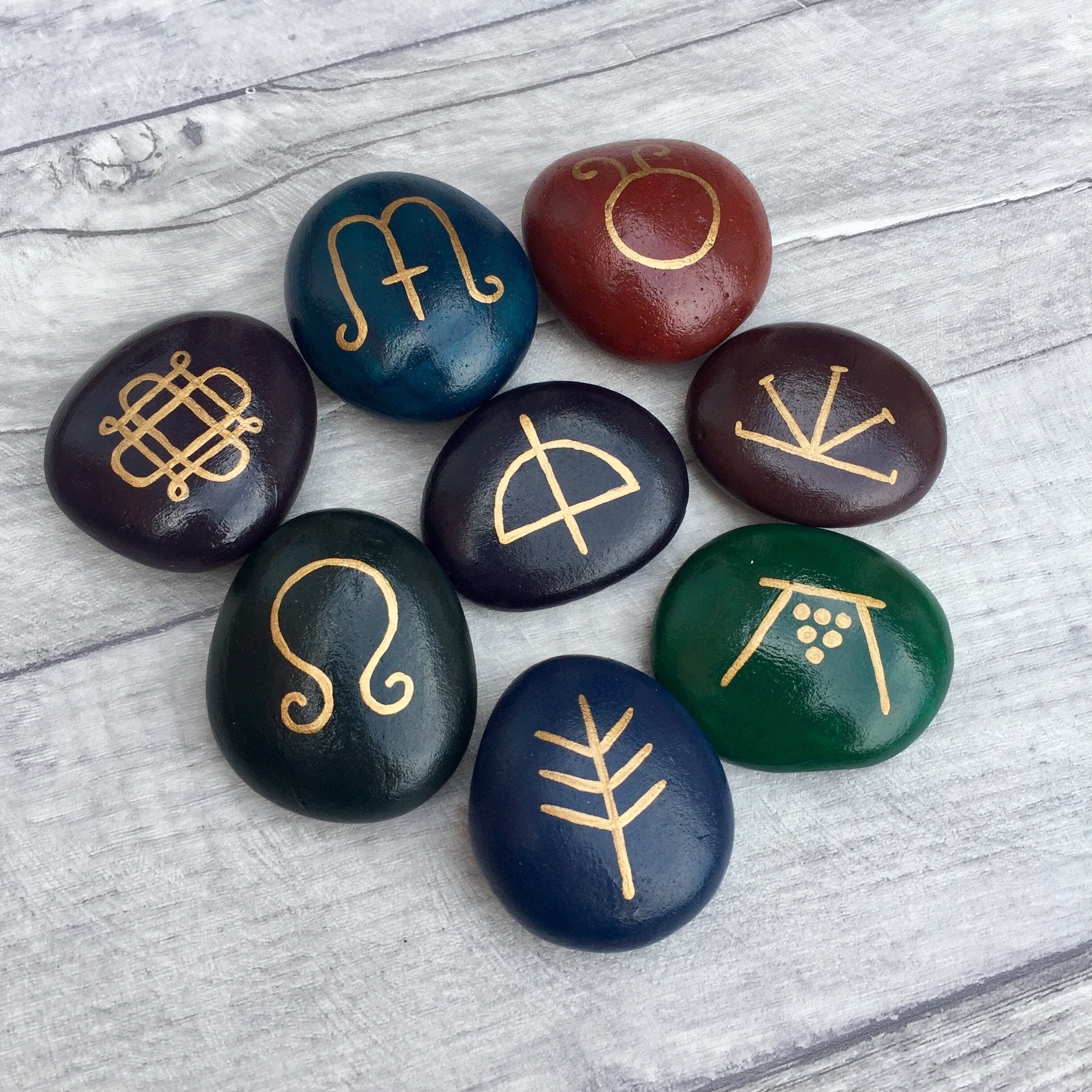 Wiccan Sabbatt Stones Set of 8 Pagan Calendar Deep Colours | Etsy