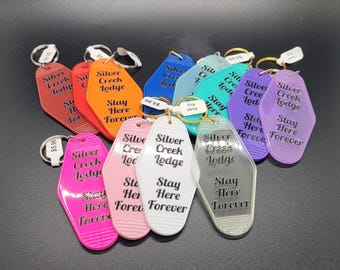 Horror Theme Vintage Hotel Style Keychain Silver Creek Lodge Misery