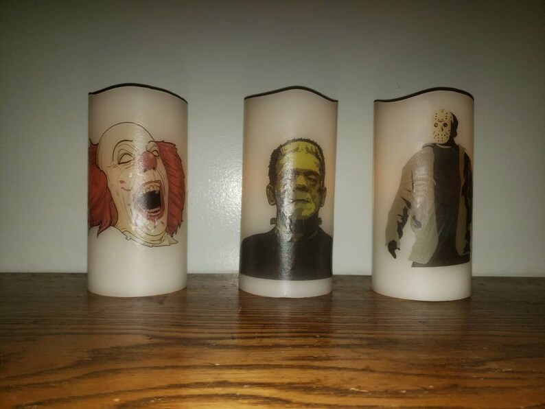 Halloween Horror Theme LED Candle Pennywise Frankenstein Jason Battery Light Decor