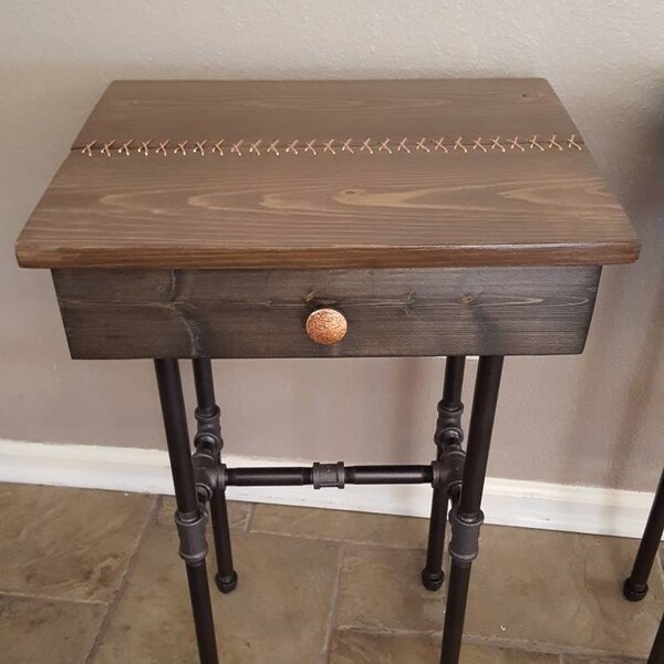 Copper Stitched End Table