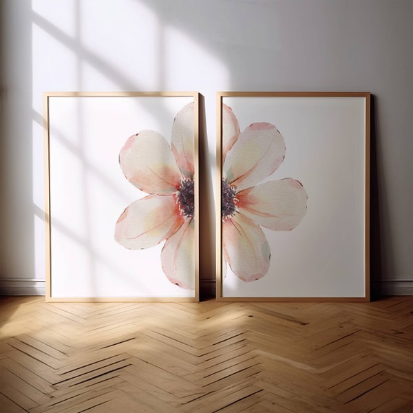 Set of Two Watercolor Floral Wall Art, Digital Print