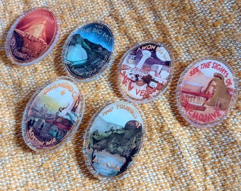 Fallout New Vegas & Fallout 4 Travel Pins - 2&quot; acrylic - FNV DLC added