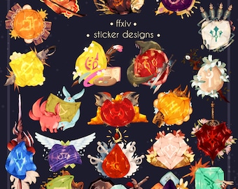 Final Fantasy XIV Job Stone Vinyl Stickers - FFXIV, FF14, MMO, Online Gaming - Pictomancer & Viper Added