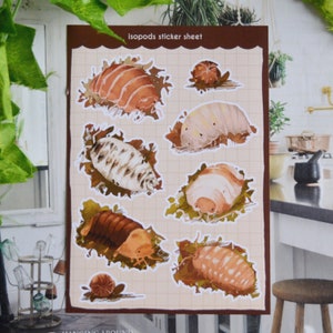 Isopods A6 Sticker Sheet rubber ducky isopod, woodlouse pillbug, crustacean art, bug print, bug art, bug poster, bug sticker, insect sticker