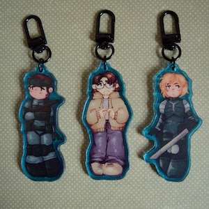 Metal Gear Solid - Solid Snake, Otacon & Raiden - 3 Inch Double Sided Acrylic Charms