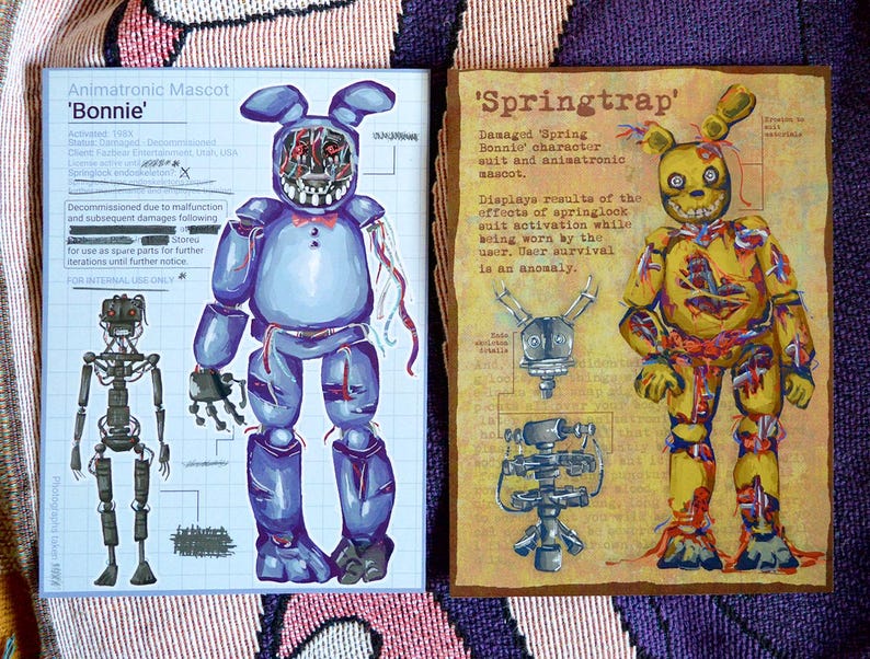 Springtrap Endoskeleton Five Nights at Freddy's Springtrap & Withered Bonnie A5 Prints - Fnaf ...